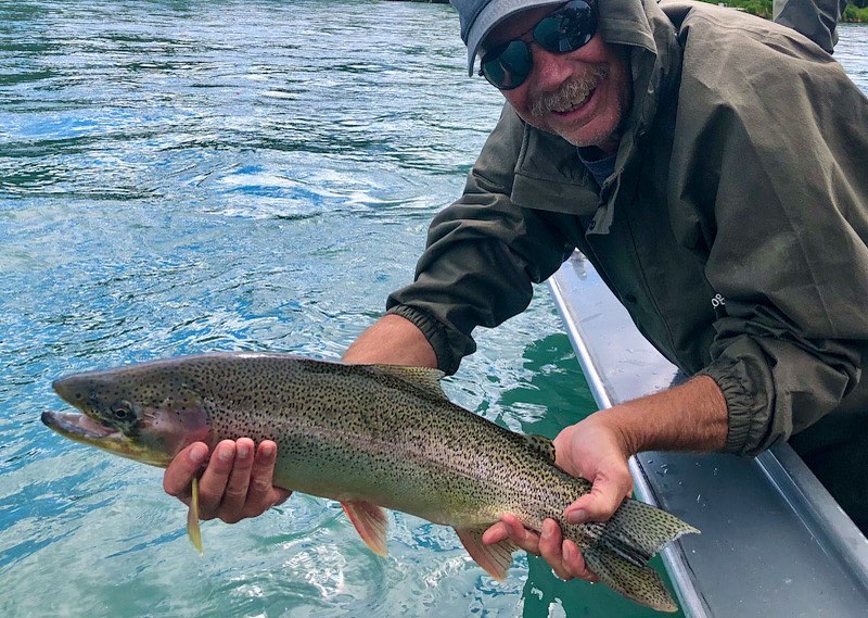 A lone rainbow trout caught in Soldotna, Alaska