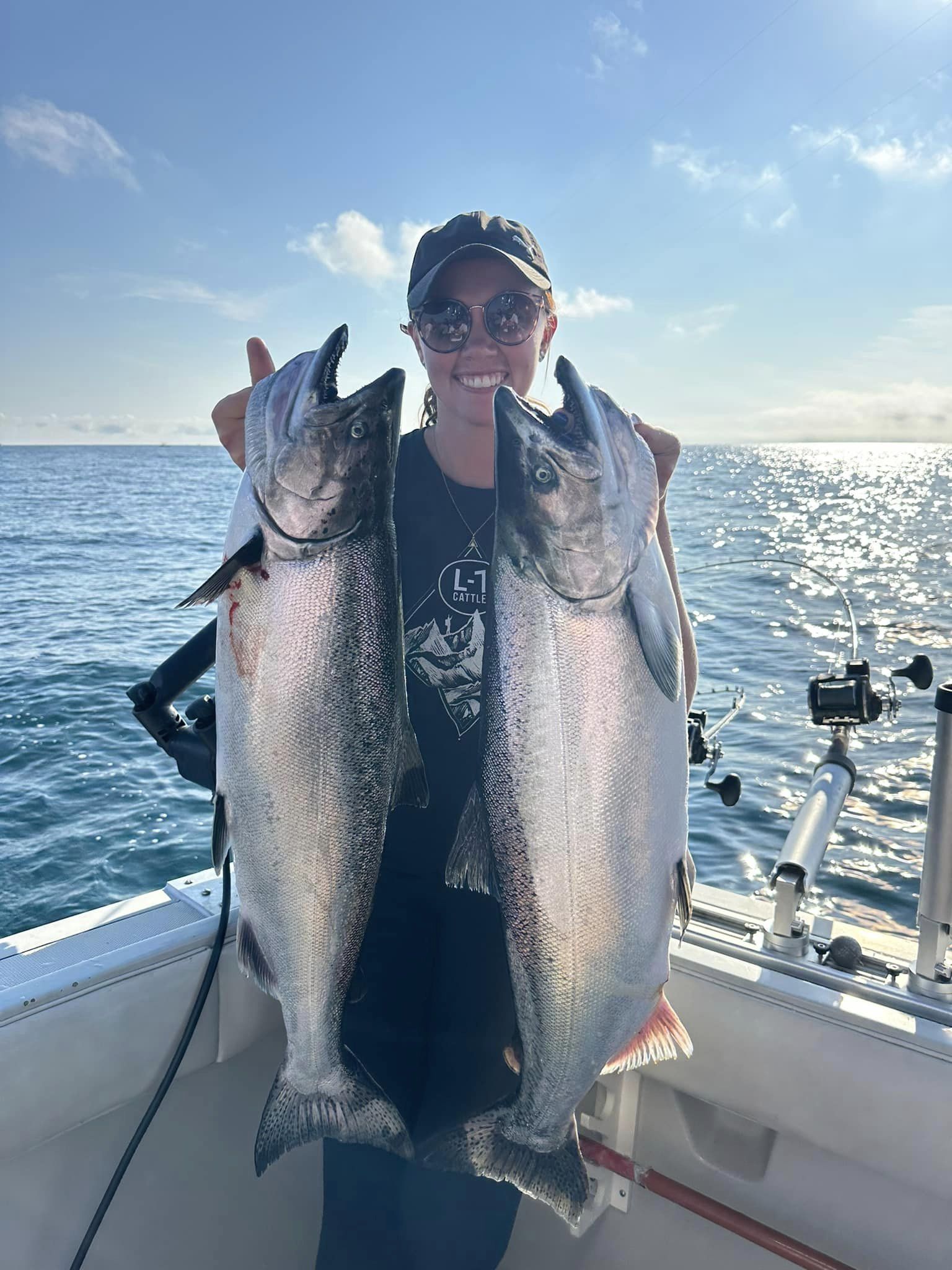Two large lake trout caught in Cedar Grove