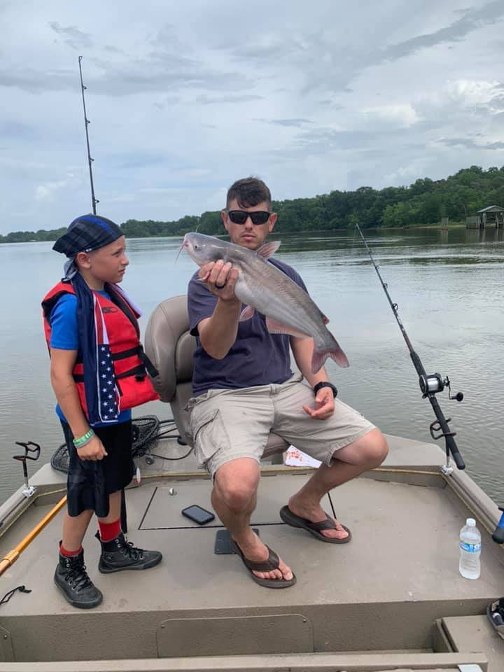A single blue catfish measuring 19 inches