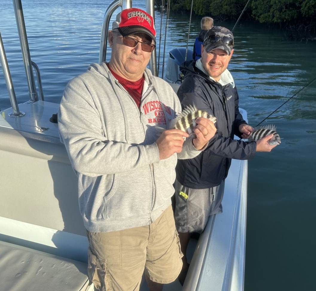 A sheepshead fish caught while fishing in Goodland
