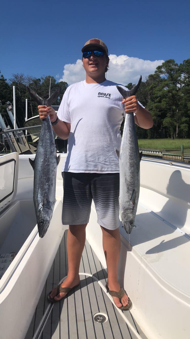 Two king mackerel fishing in North Carolina