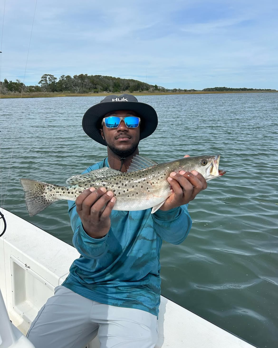 Speckled trout catch from Carolina Beach NC fishing trip on boat