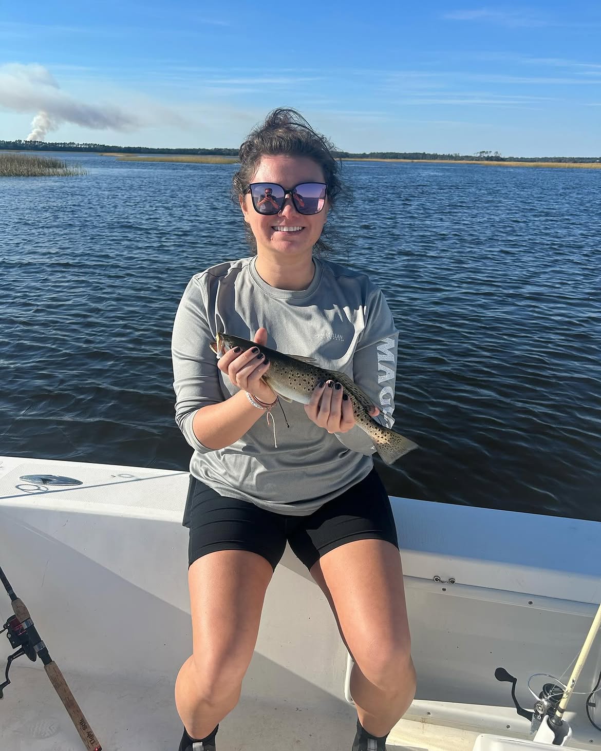 Speckled trout catch on fishing boat in Carolina Beach NC waters