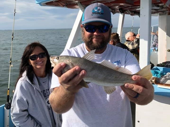 Two people enjoying a day of fishing in Hampton