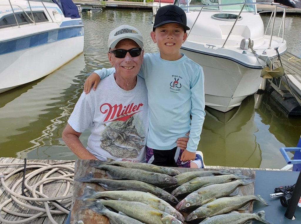 Two people fishing at Lorain