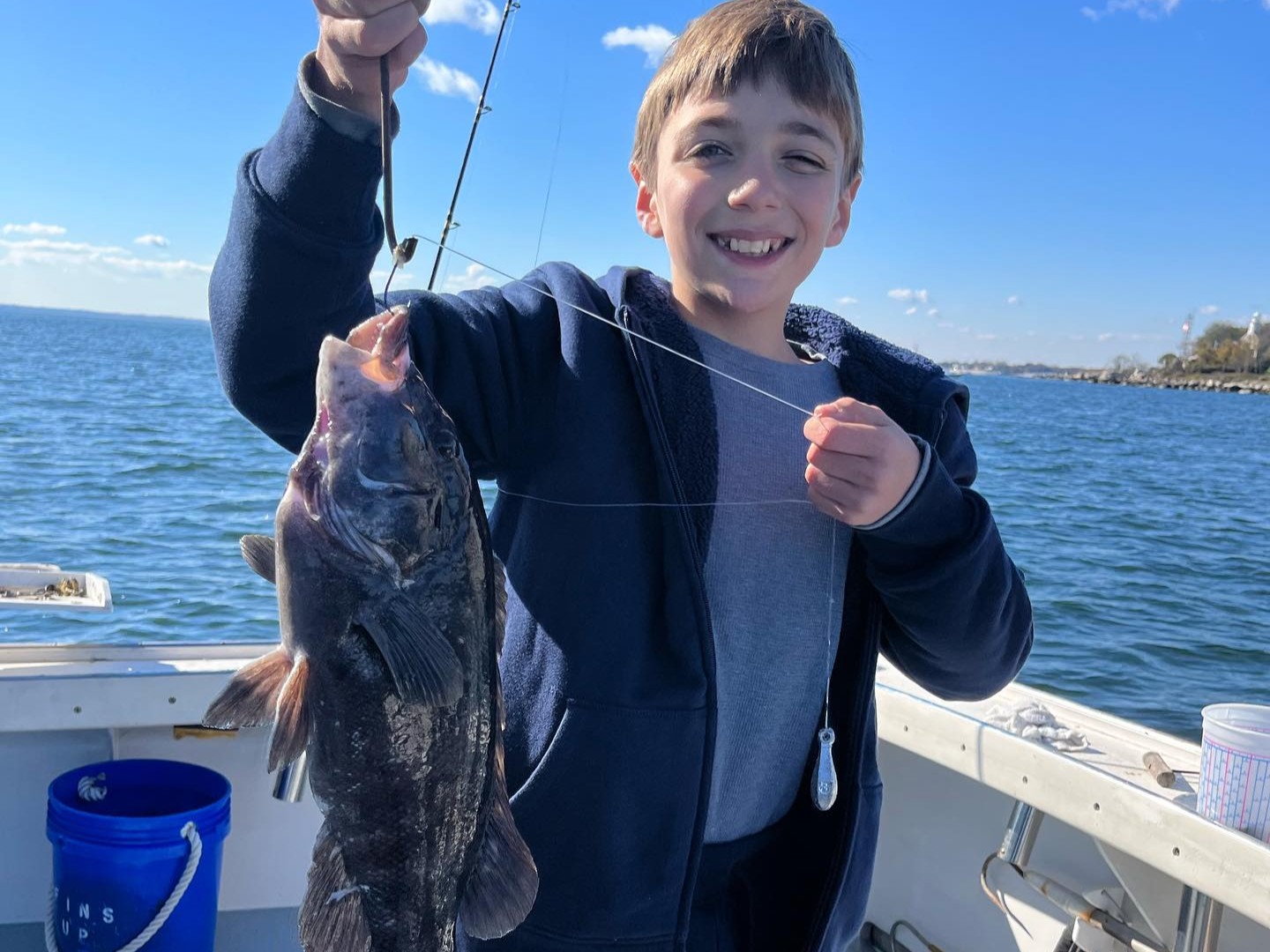 Port Chester NY morning inshore fishing trip on 32ft boat with Captain Danny, Long Island Sound