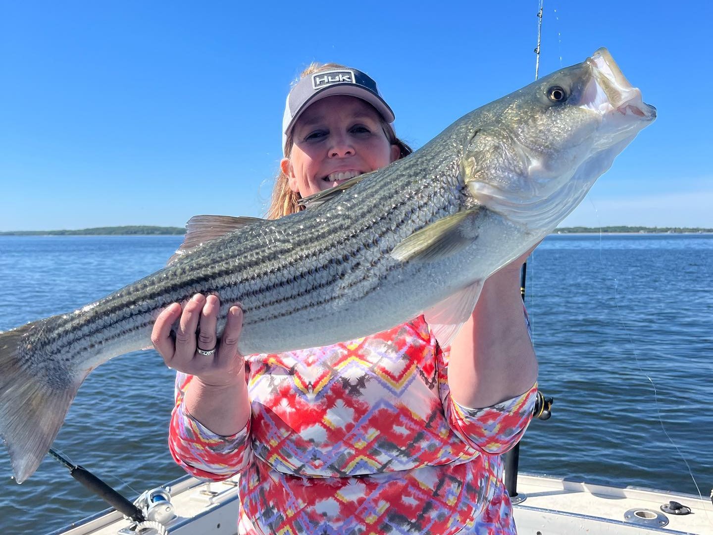 Port Chester NY fishing charter boat on Long Island Sound with captain and anglers fishing