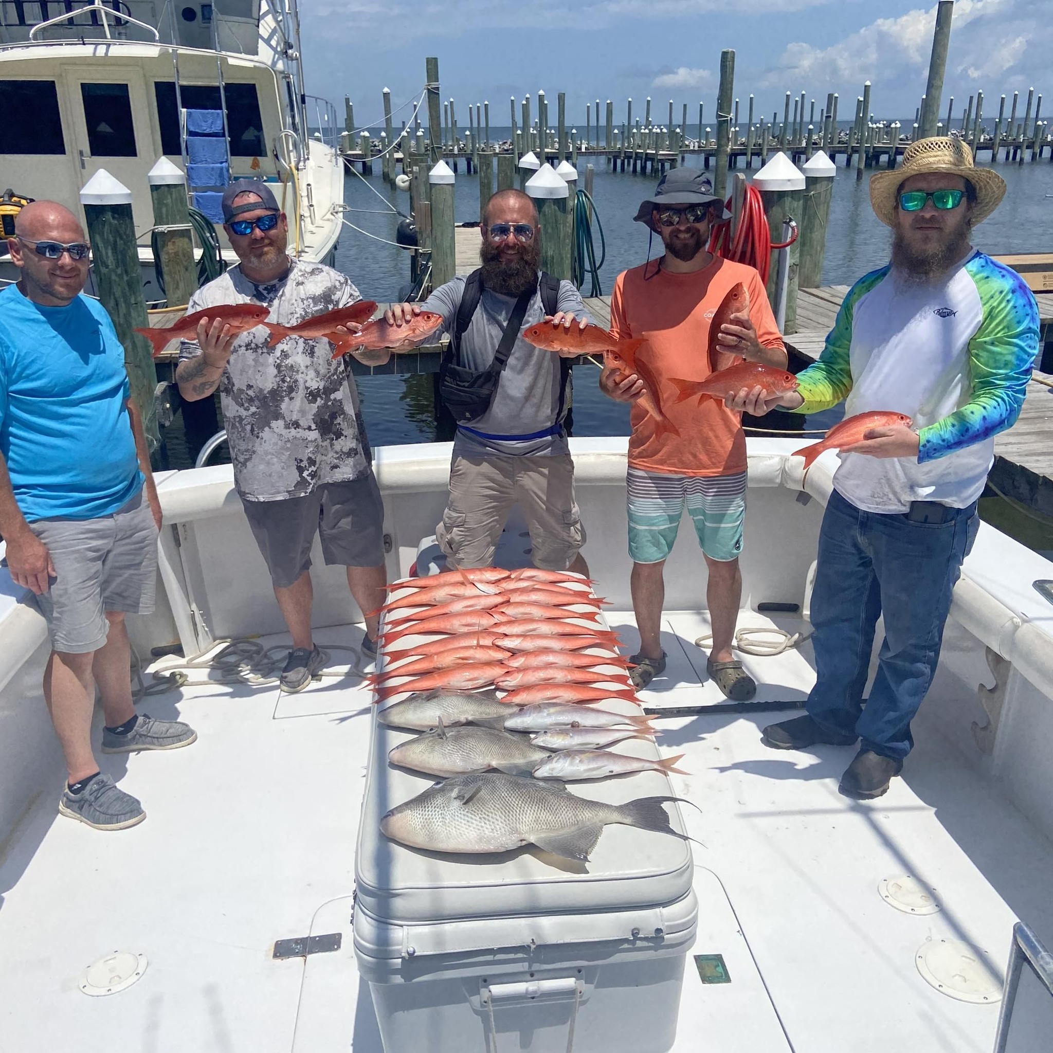 5 grey triggerfish caught while fishing in AL