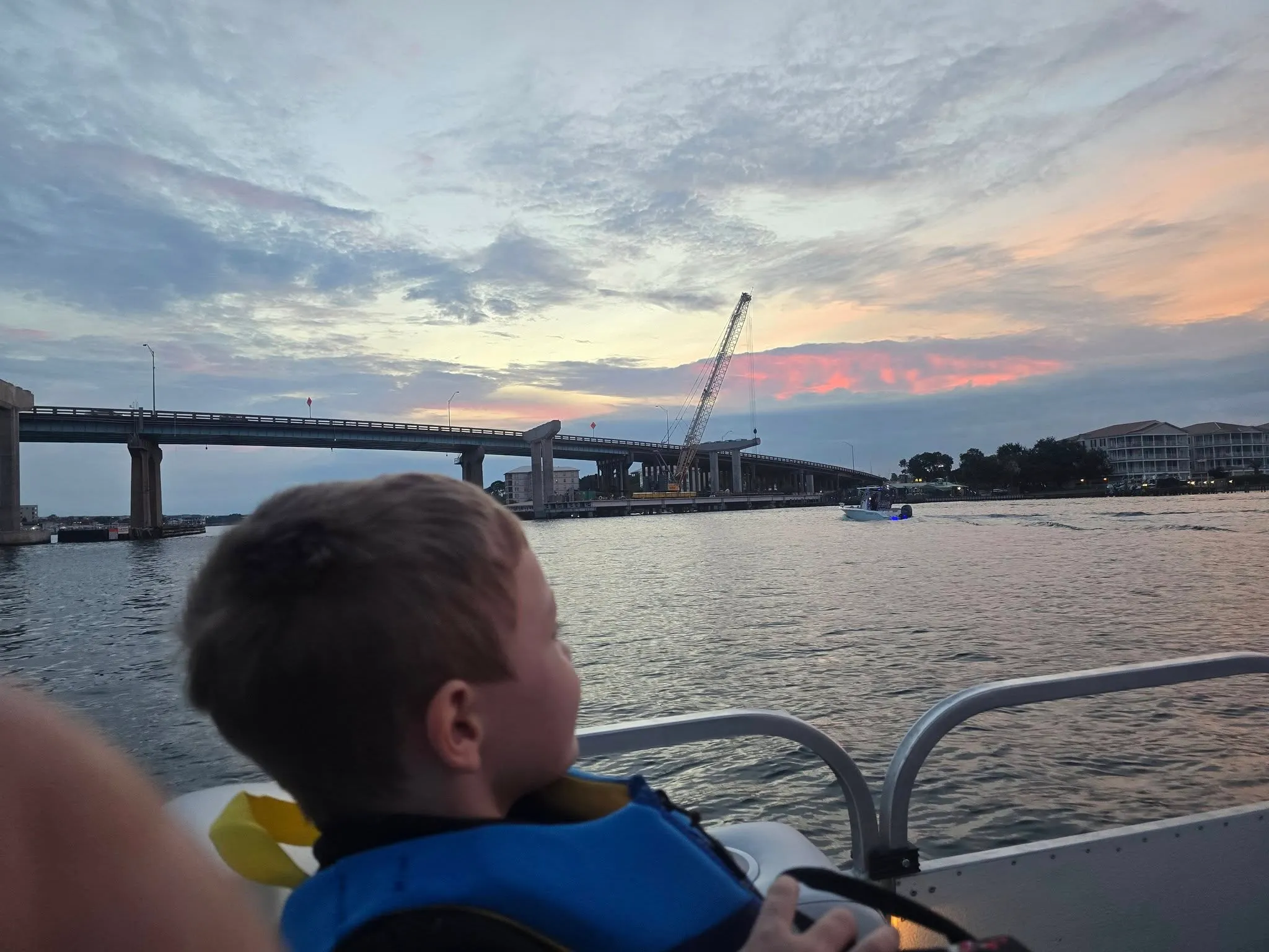Pontoon boat cruise on Intracoastal Waterway near Fort Walton Beach with Gulf Coast scenery
