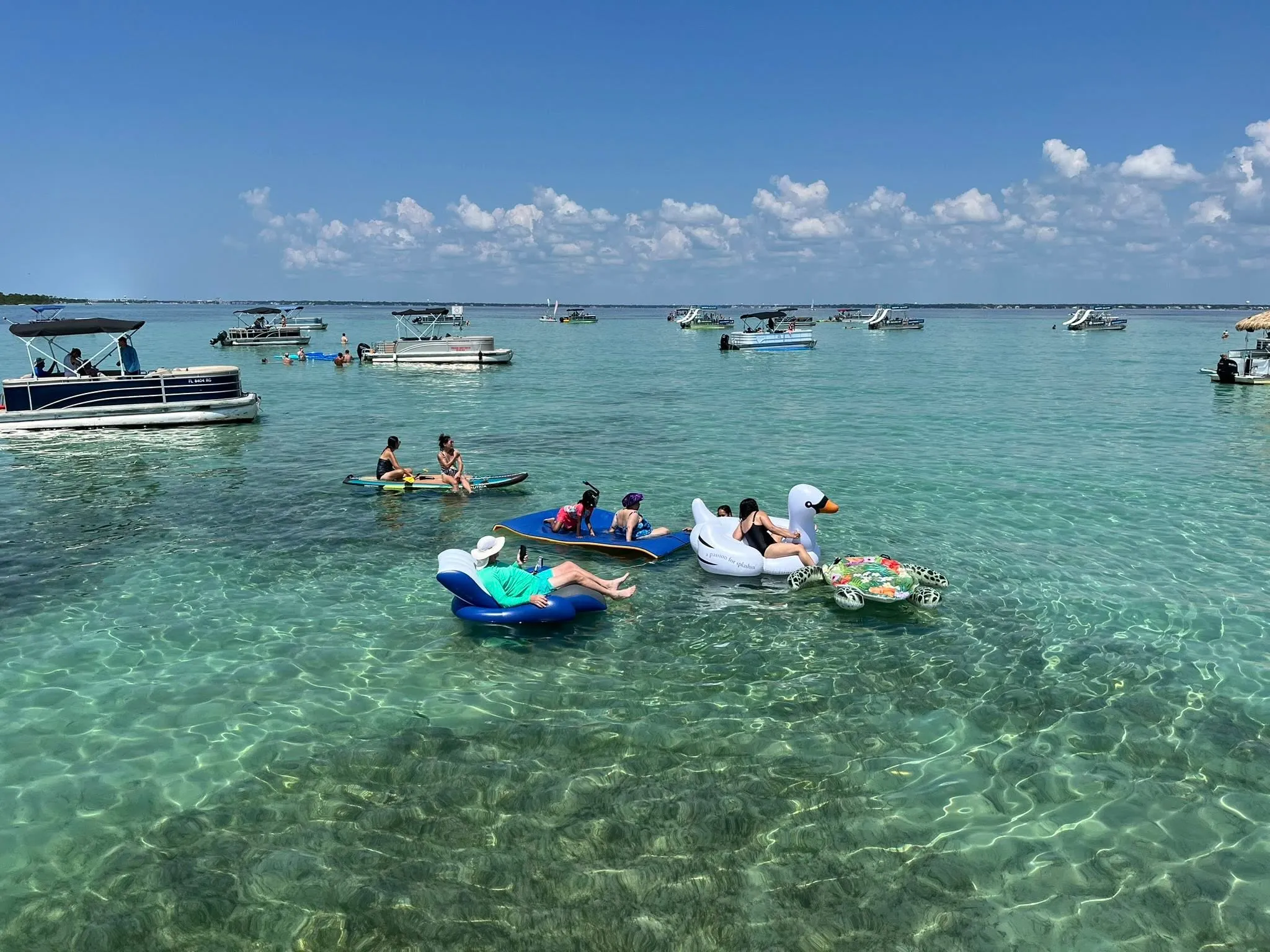 30-foot tritoon boat at Crab Island, Fort Walton Beach afternoon cruise for 10 passengers