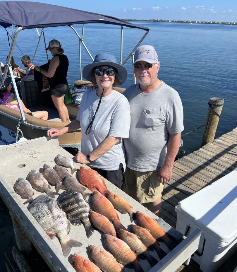Two sheepshead fish caught on a fishing trip at Anna Maria Island