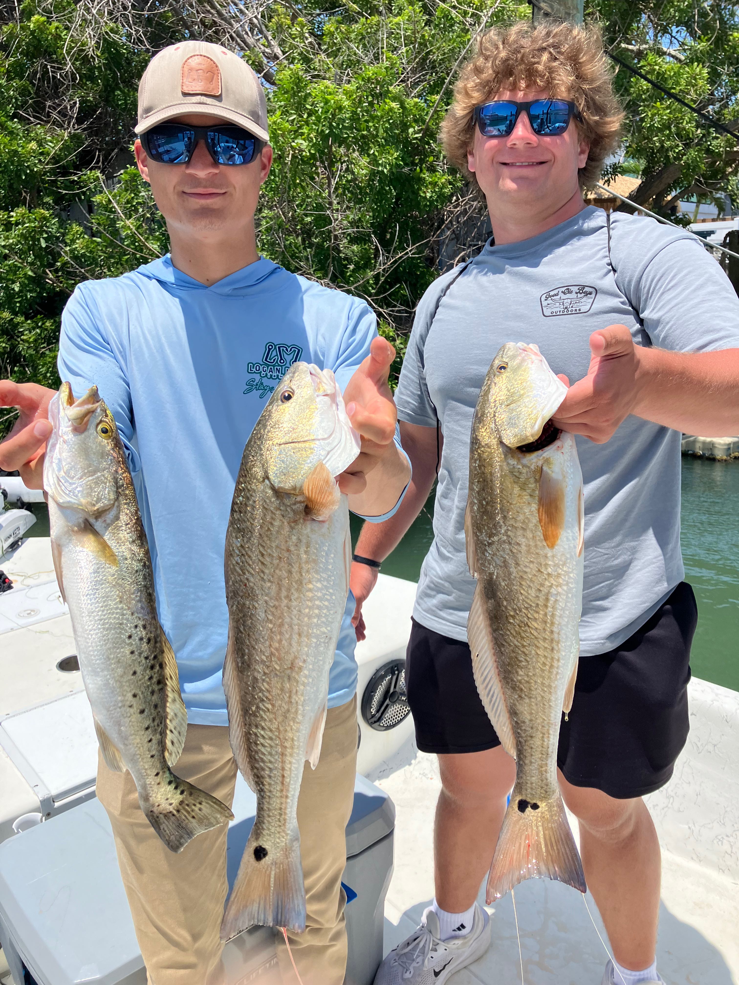 3 spotted weakfish, 29 inches long, caught while fishing at Treasure Island