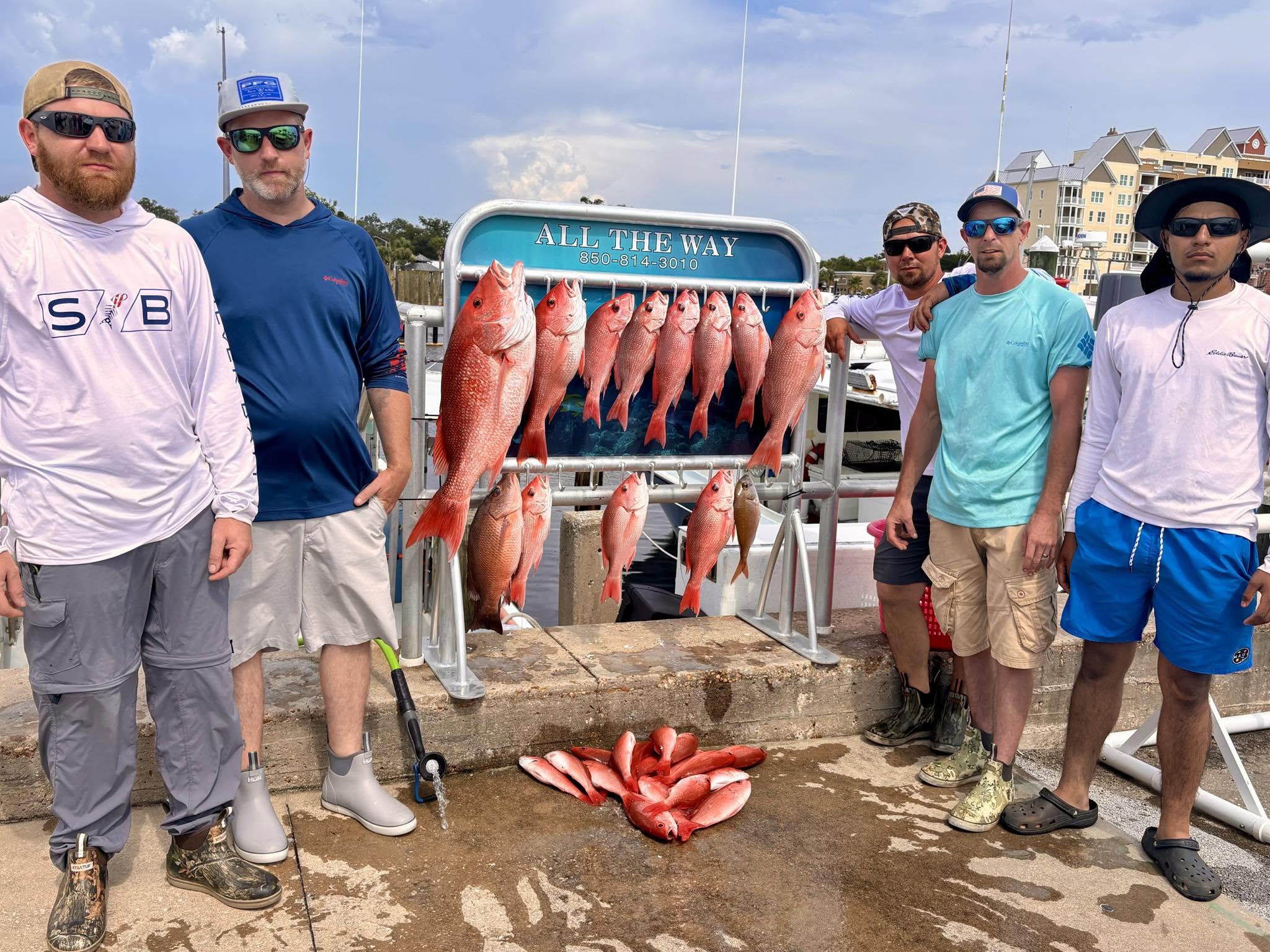 Red snapper fishing catch displayed on cleaning station in Panama City FL