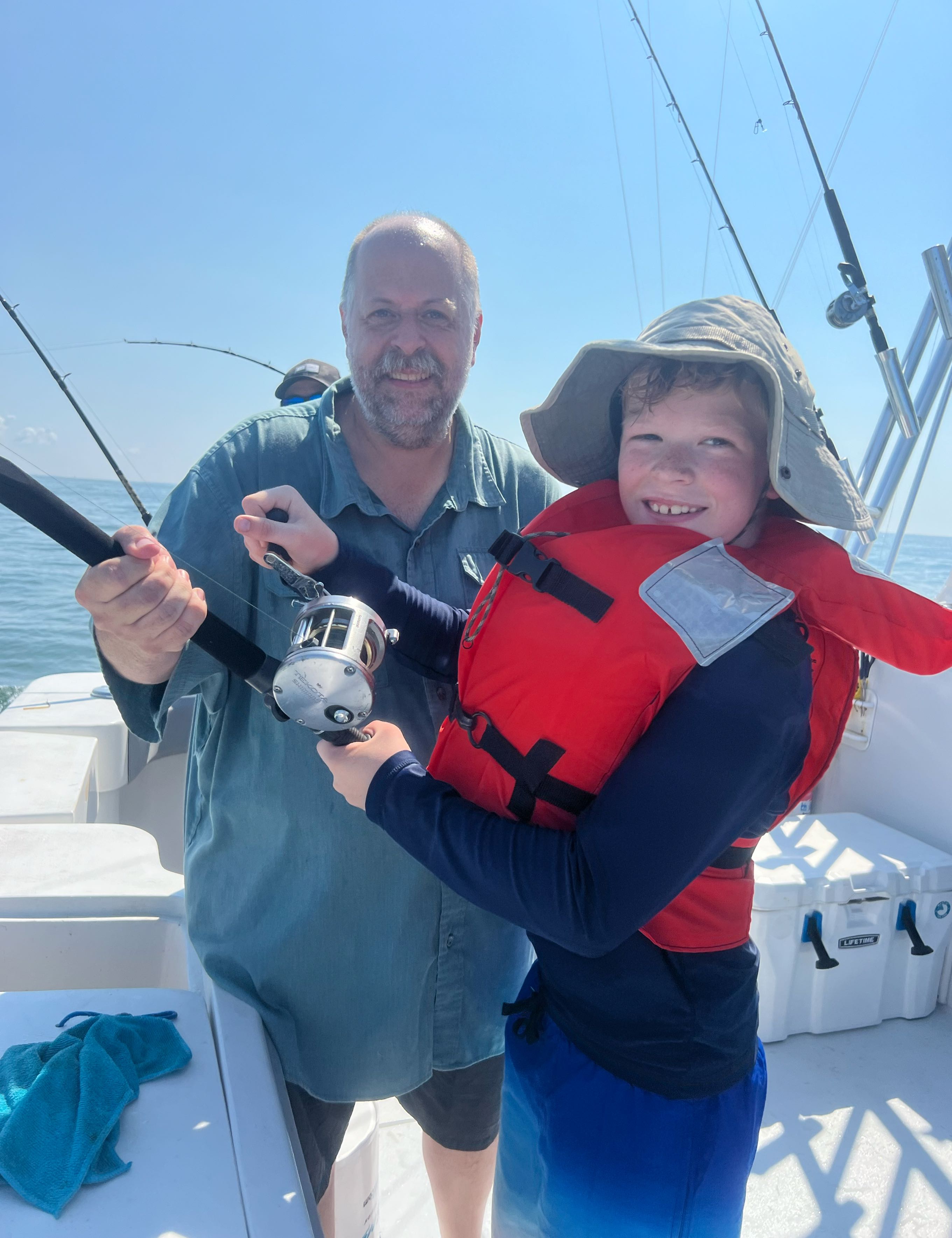 Two people fishing in Virginia Beach