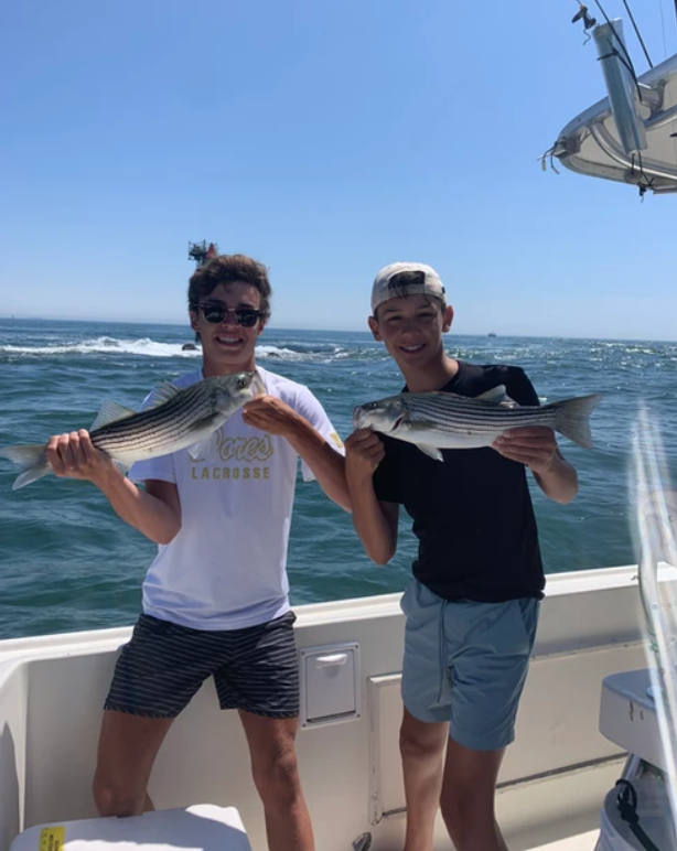Two striped bass caught while fishing in New Jersey