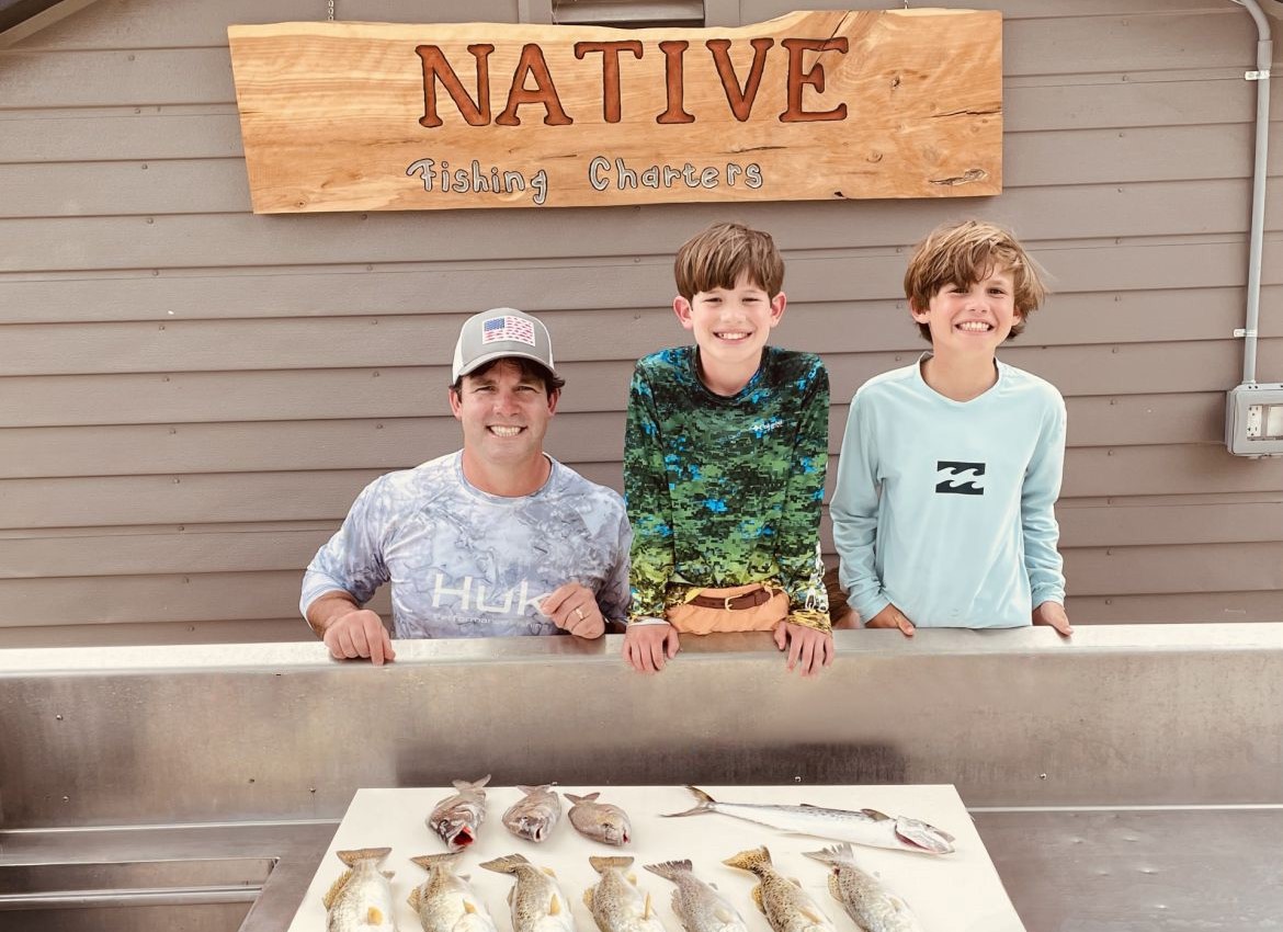 Three people enjoying fishing in Florida