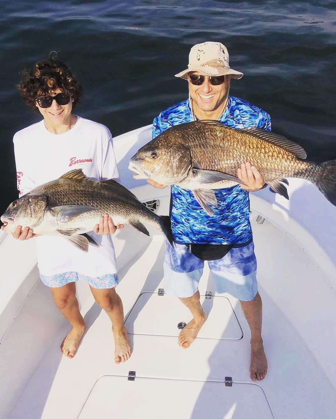 Two large black drum and freshwater drum fish caught in St. Petersburg