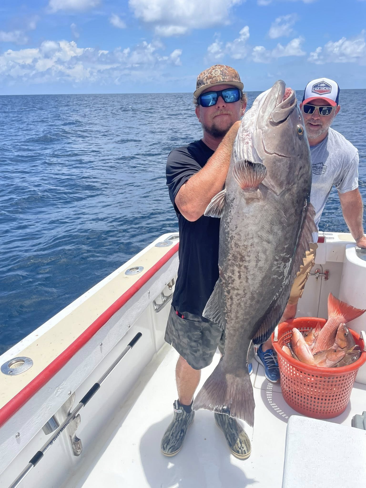 Large gag grouper catch displayed on fishing boat in Panama City Beach FL