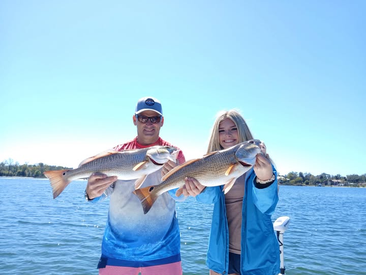 Two redfish caught during fishing trip in Panama City Beach FL