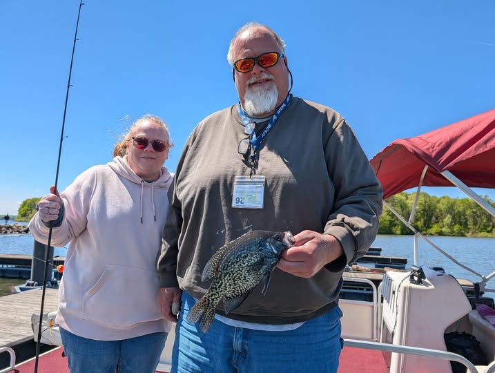 Fresh caught crappie displayed on fishing boat in Foxburg PA