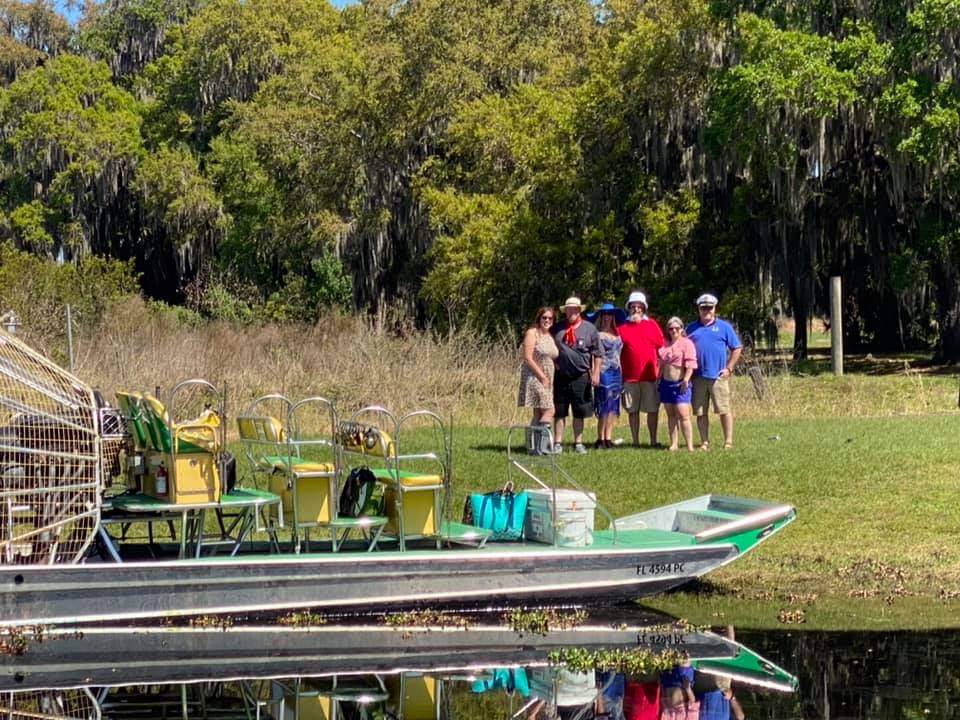 Five people enjoying fishing and hunting adventure in Kissimmee