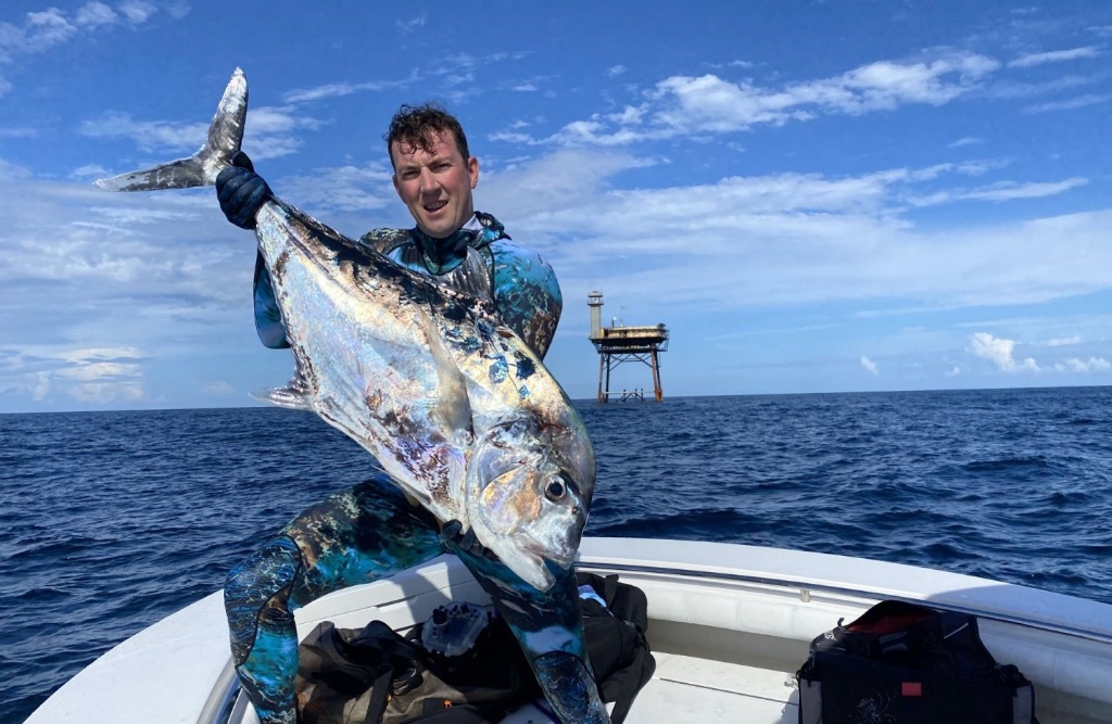 Photograph of an African Pompano fish measuring 23 inches, caught in NC