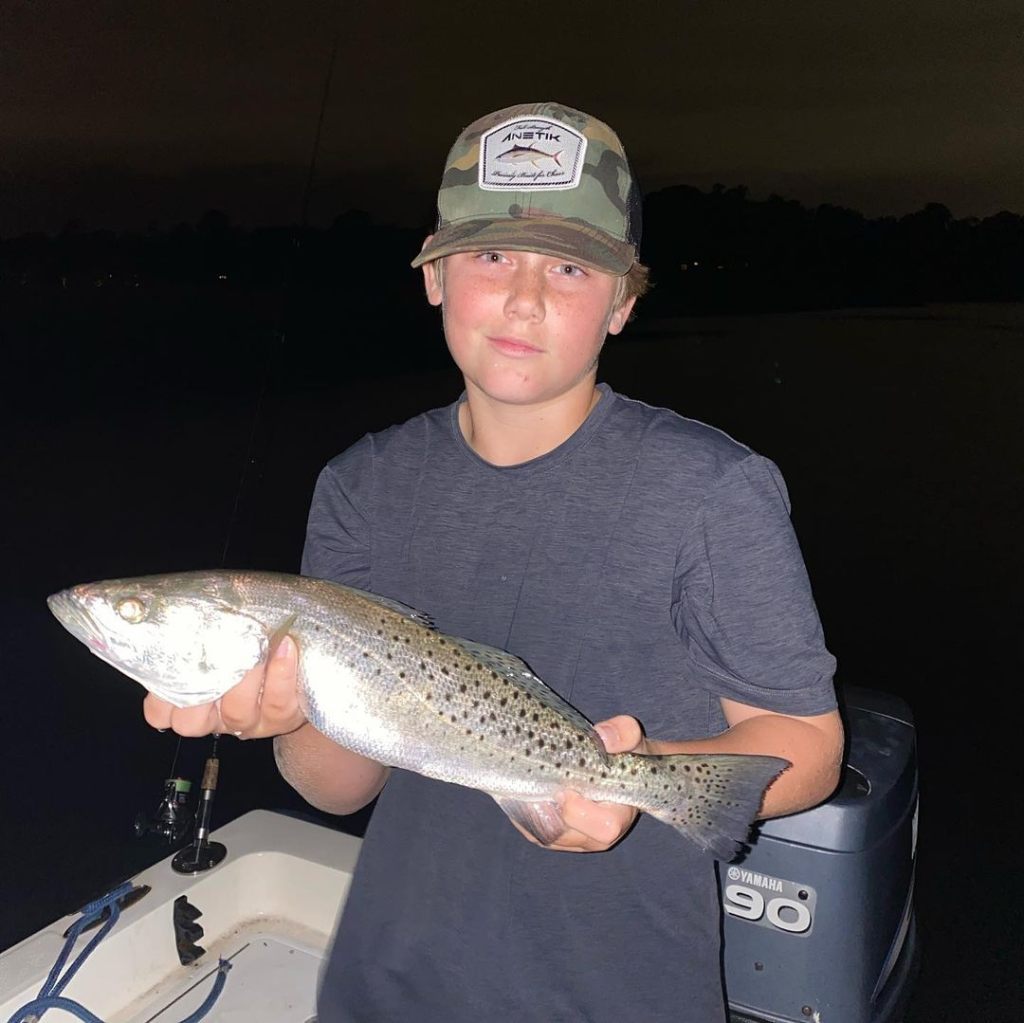 A spotted weakfish measuring 19 inches caught in NC