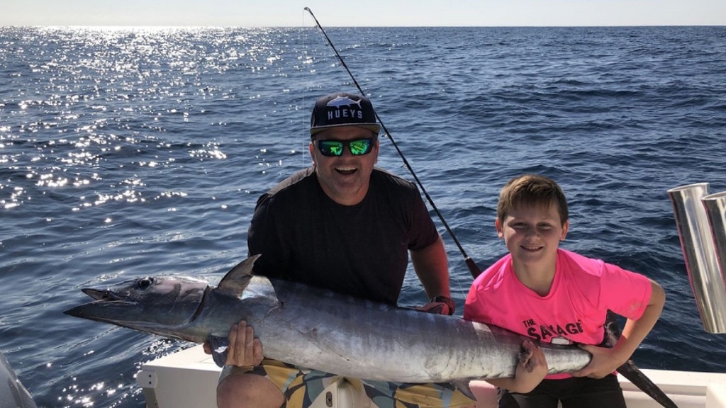 Wahoo fish caught by two people in Wilmington