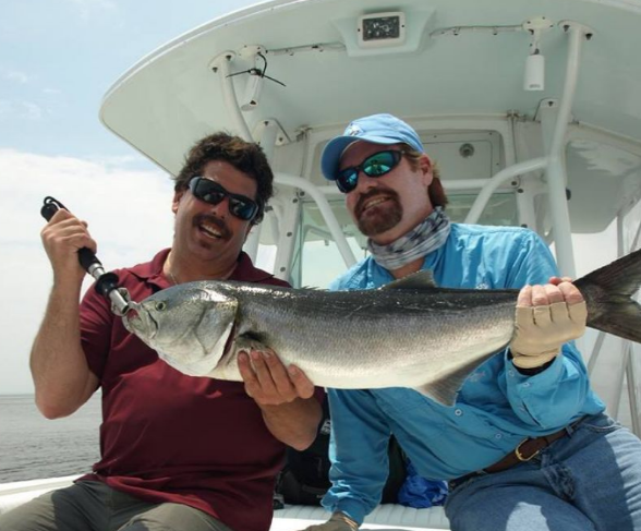 Bluefish caught by two people at Point Pleasant Beach