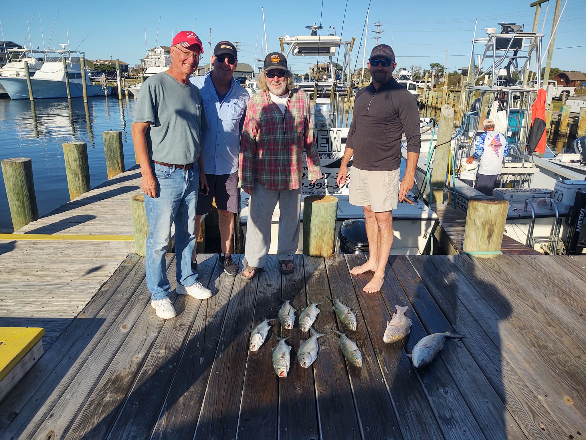4 people enjoying fishing trip in Hatteras