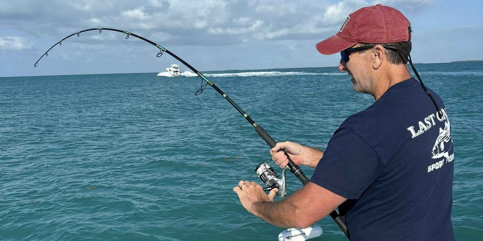 Key West 6-hour inshore fishing charter boat with anglers fishing in Florida Keys waters