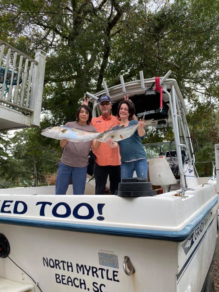 Greater amberjack catch displayed on fishing boat in Little River SC