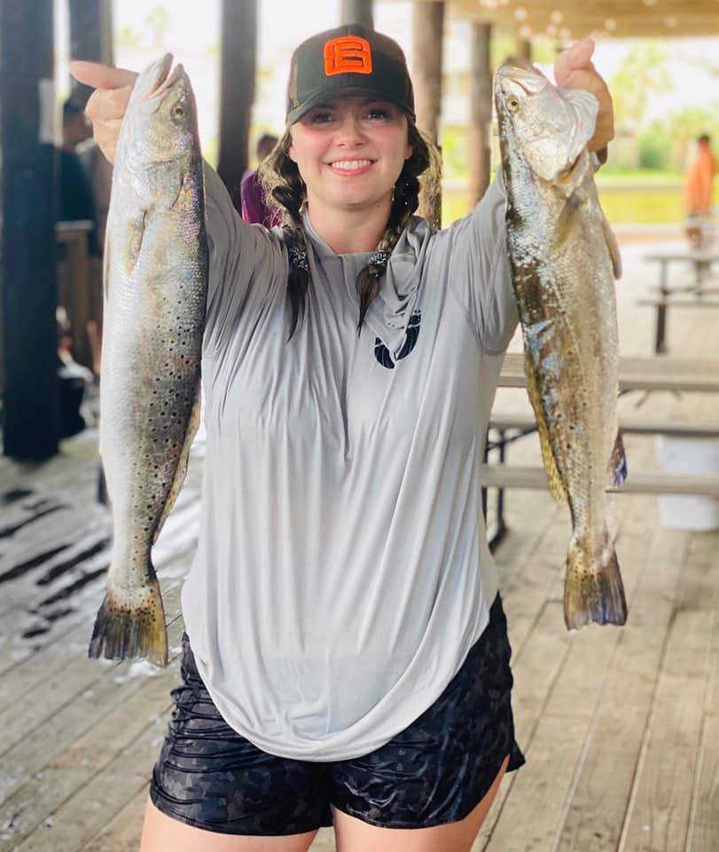 Two spotted weakfish caught while fishing in TX