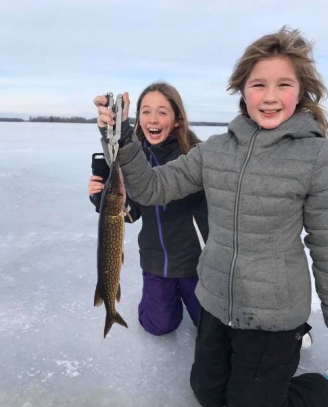 A chain pickerel measuring 21 inches caught while fishing in Orono