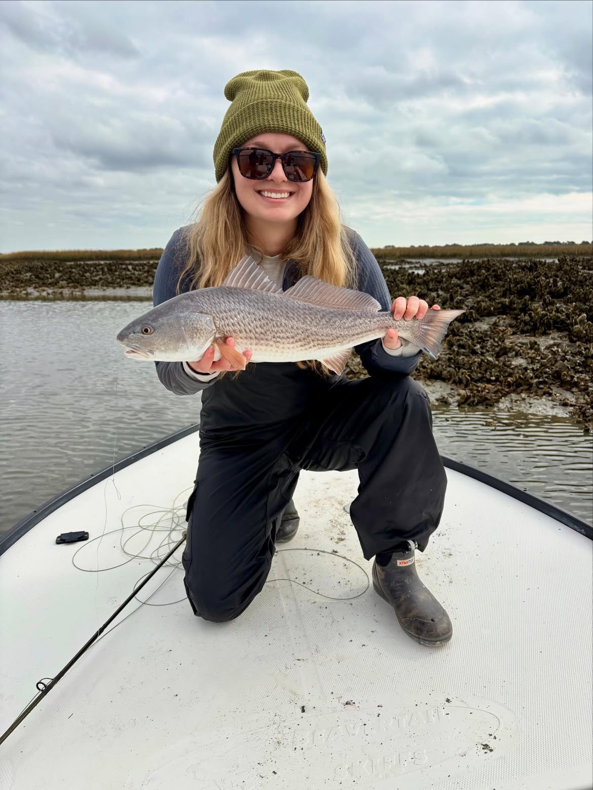 Redfish catch on fishing boat in Mt Pleasant SC