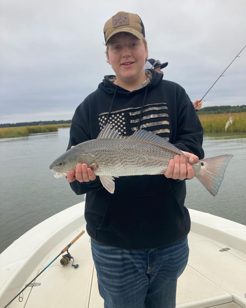 A single Atlantic Croaker fish caught while fishing in SC