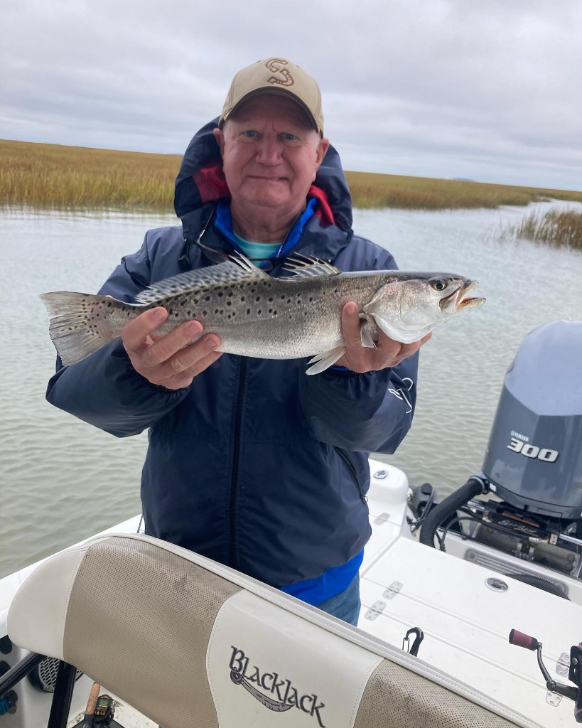 Spotted weakfish, 21 inches, caught in Mcclellanville