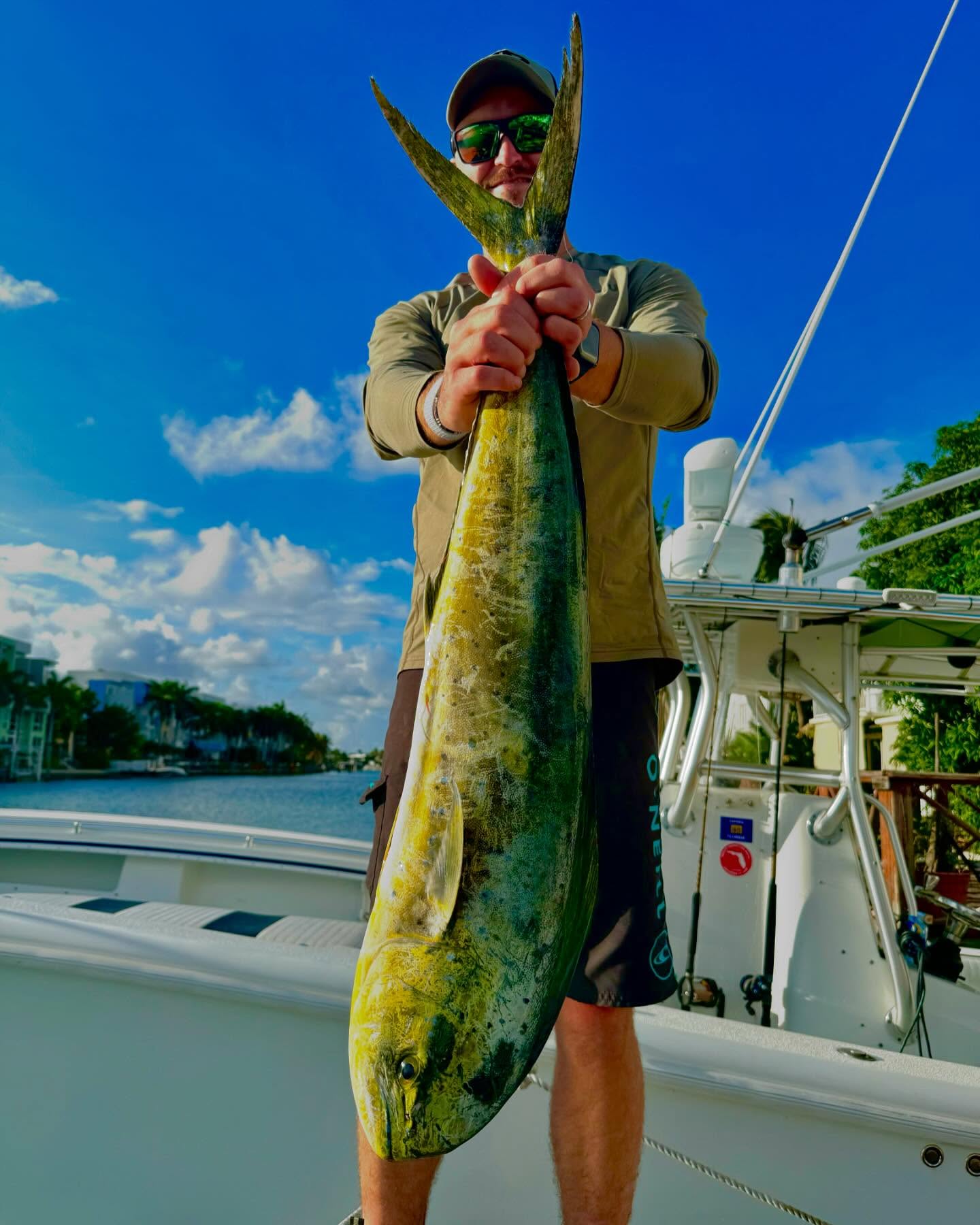 A lone angler landing a 39-inch catch in FL