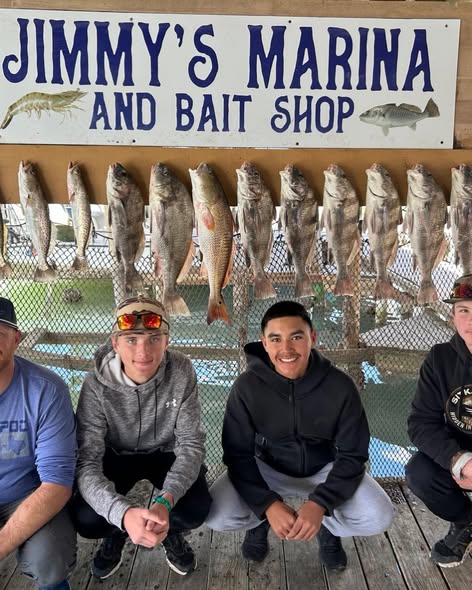 Successful redfish fishing trip display at Jimmy's Marina and Bait Shop in Port Isabel TX