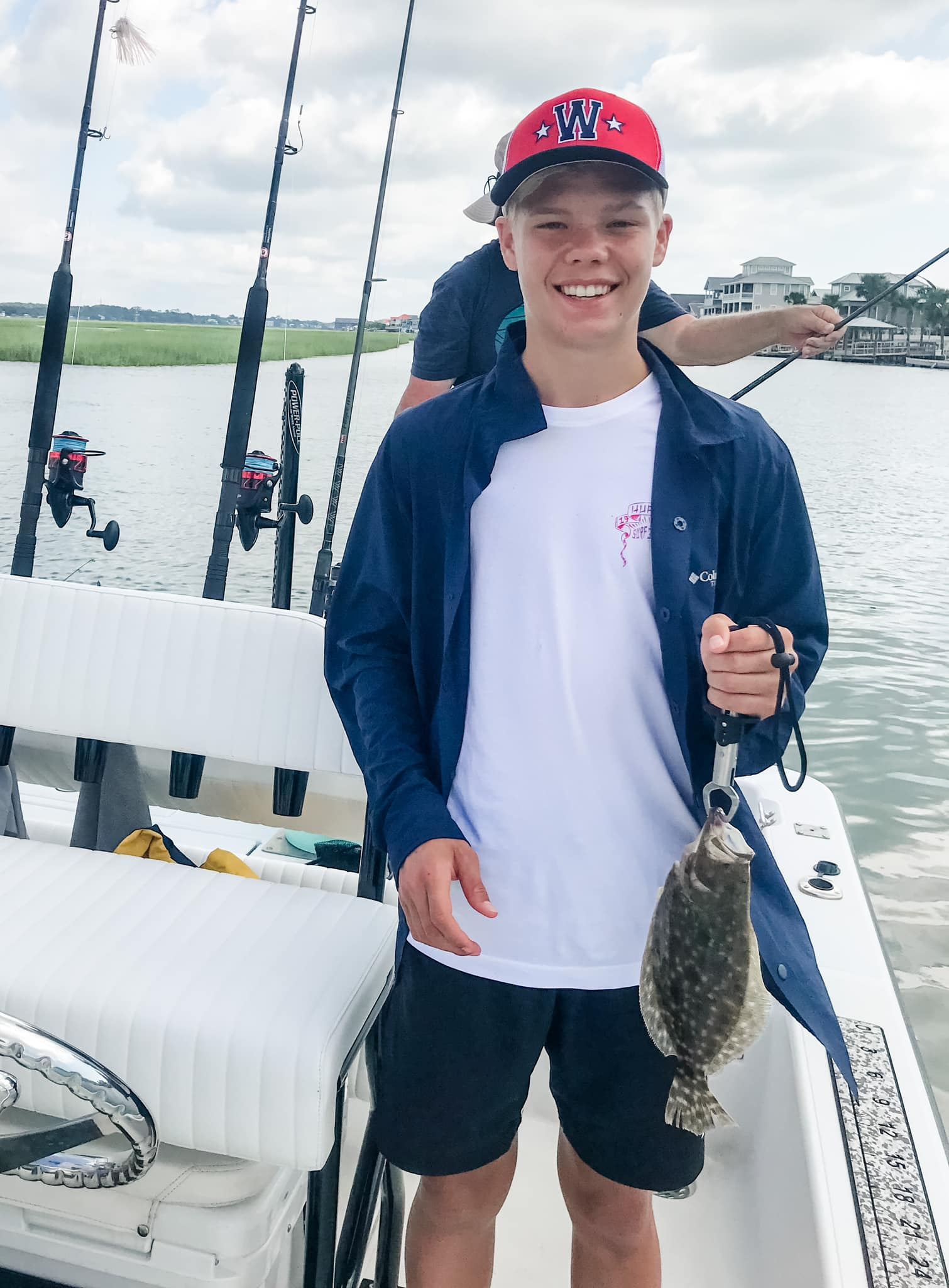Photograph of a Southern Flounder, a 10-inch fish, caught while fishing in Murrells Inlet
