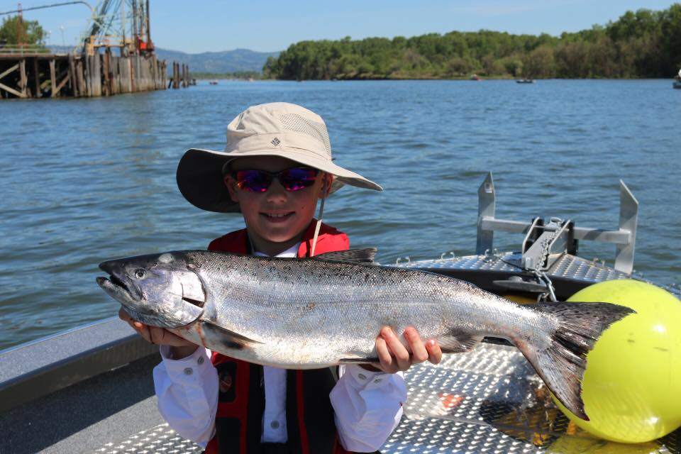Impressive catch of a 27-inch pink salmon while fishing in OR.
