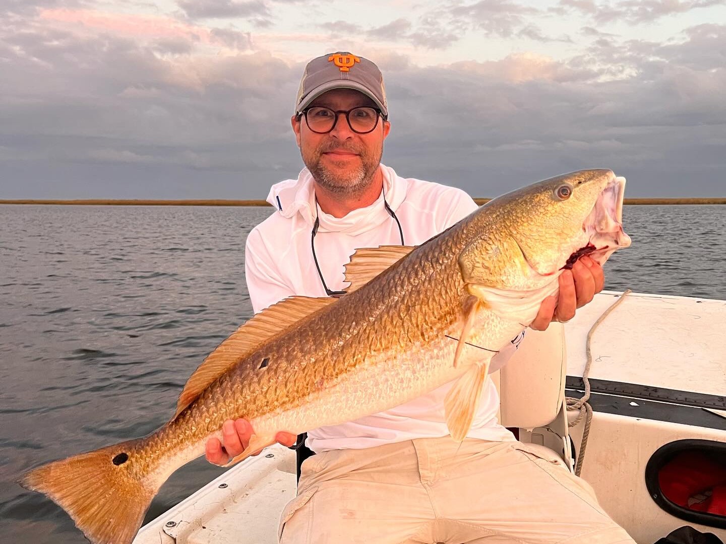 Private inshore fishing boat on Mississippi Barrier Islands targeting redfish and trout