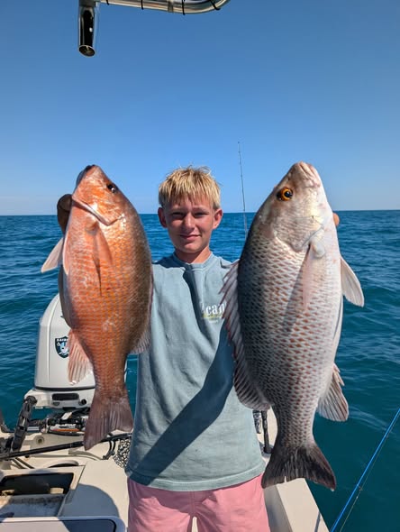 Two grey snapper caught during fishing trip in St. Petersburg FL