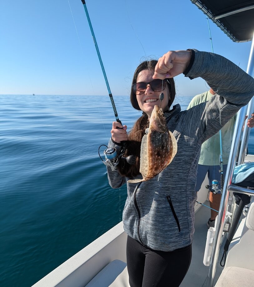 Summer flounder caught on fishing boat in St. Petersburg FL waters