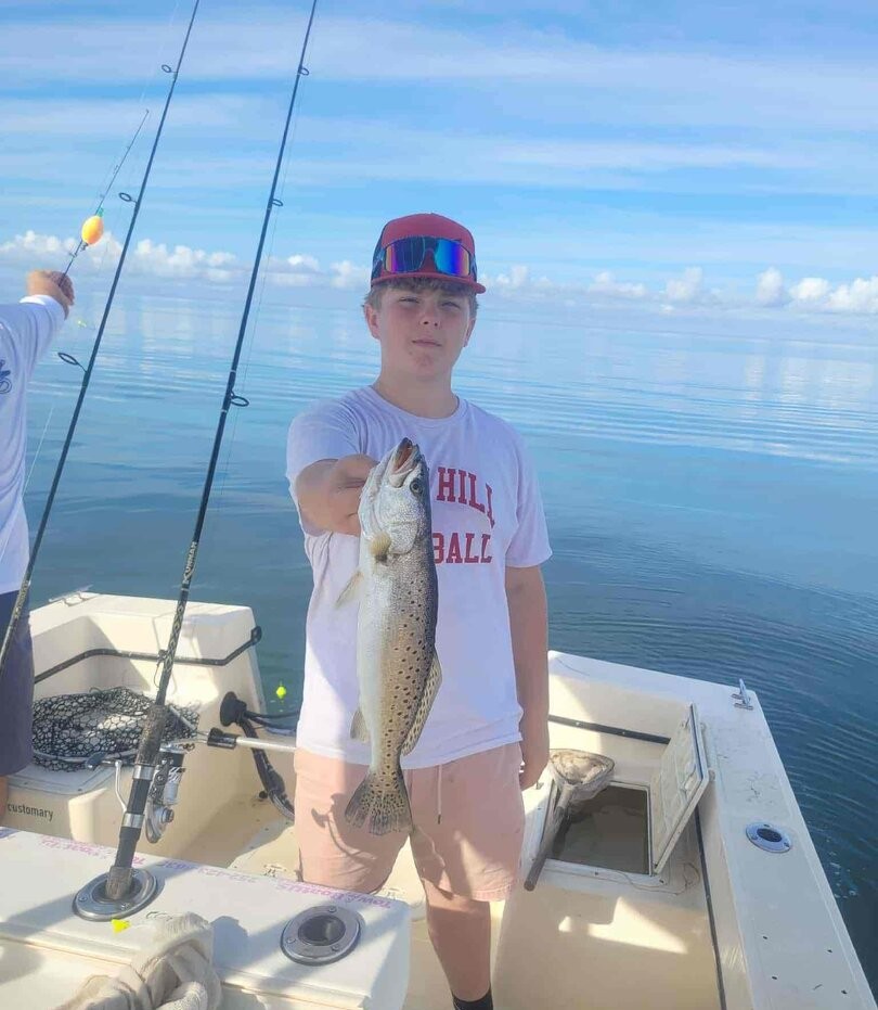 Speckled trout caught while fishing in Wanchese NC waters from boat