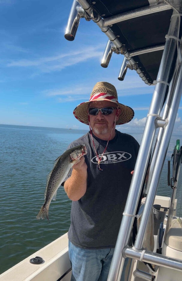 Speckled trout catch displayed on fishing boat in Wanchese NC waters