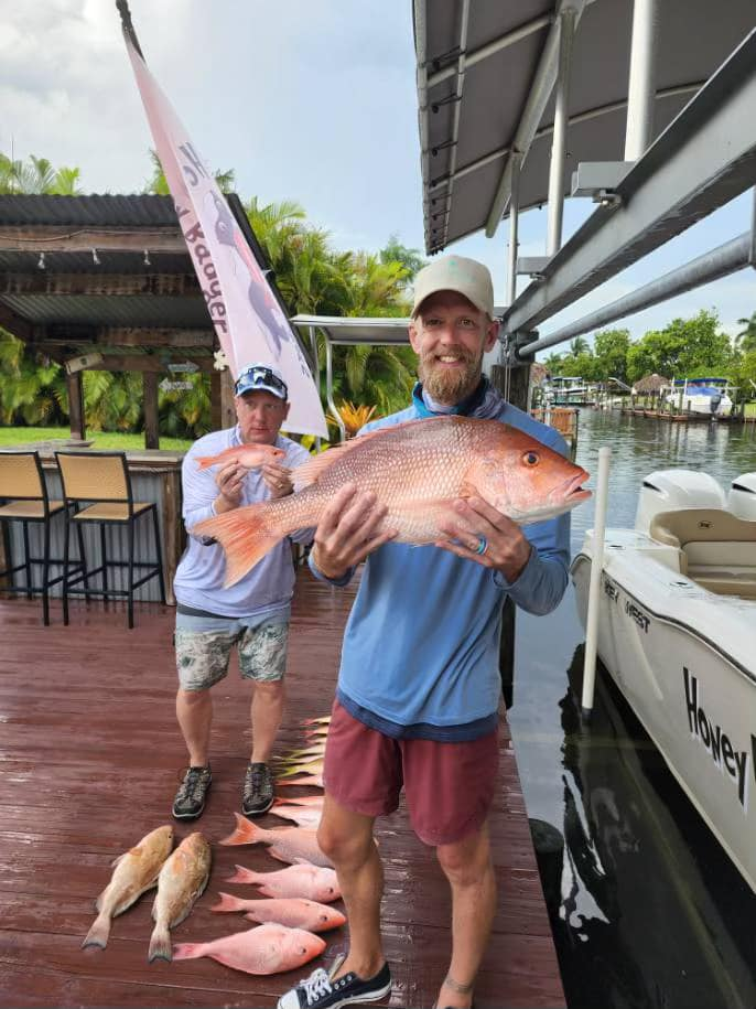 Two mutton snapper, 39-inch fish, fishing in Cape Coral