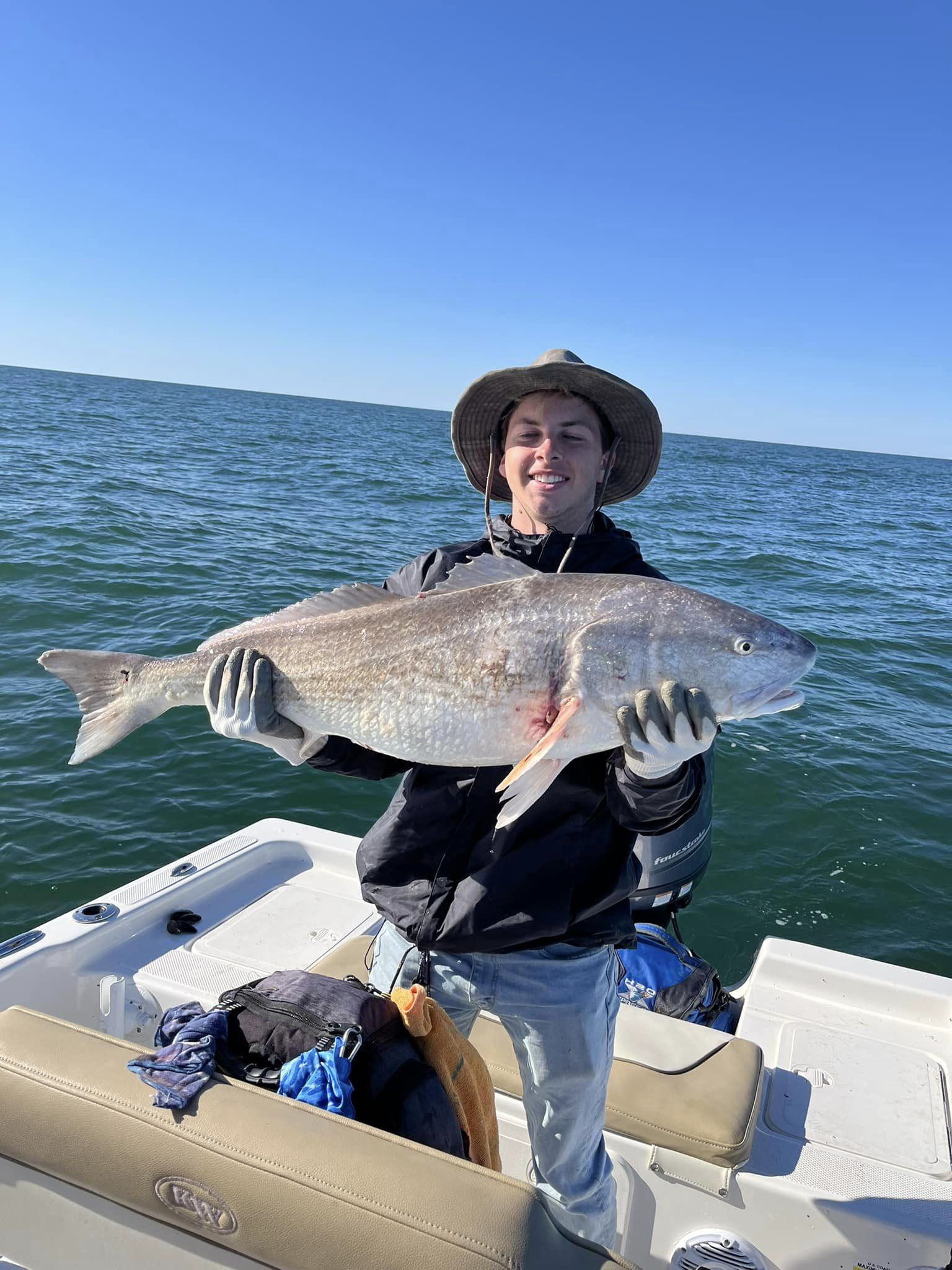 A Southern Kingcroaker, a 34-inch fish caught while fishing on Wadmalaw Island.