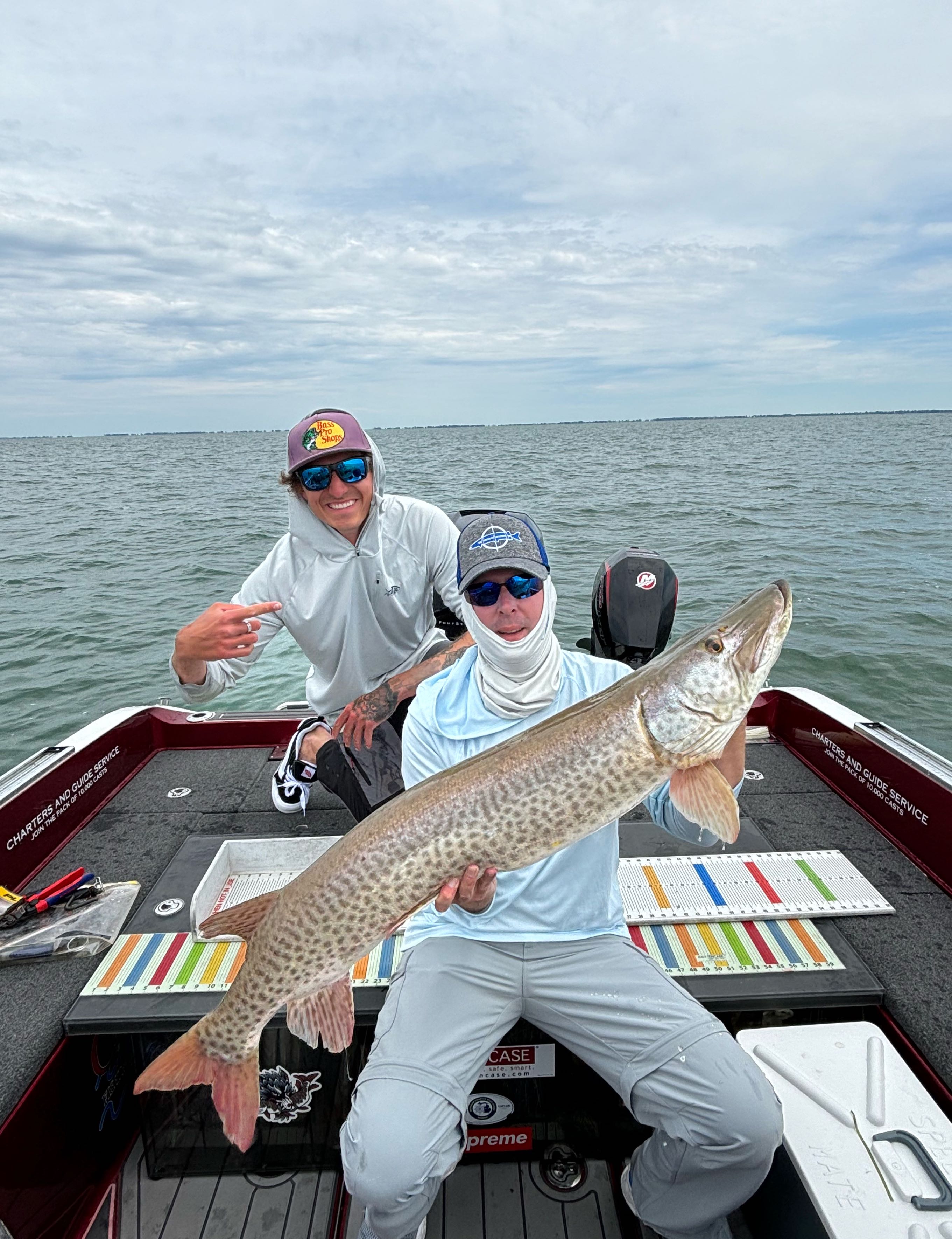 Impressive catch of a muskellunge fish in Michigan