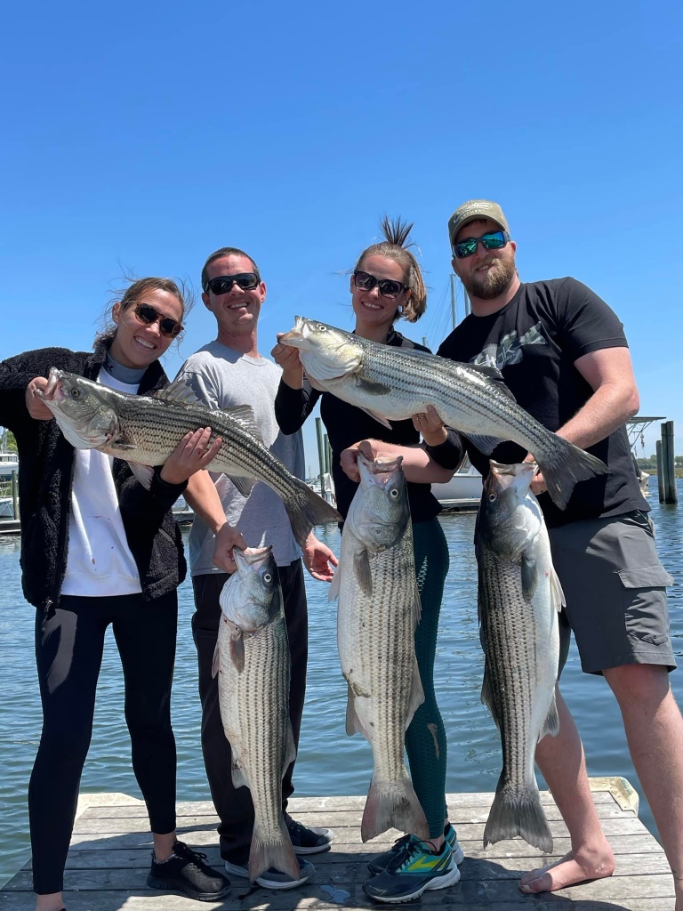 Five striped bass caught by four people in NJ